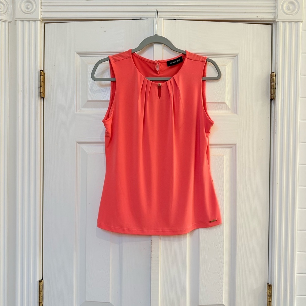 Coral Sleeveless Keyhole Blouse Size S Workwear Top